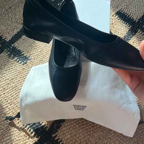 Maryam Nassir Zadeh Black Leather Flats - Picture 4 of 6